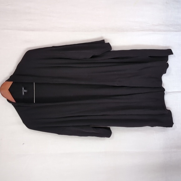Eileen Fisher Black Ribbed Tencel Blend Stretch Open Front Cardigan Size XL - Picture 1 of 4